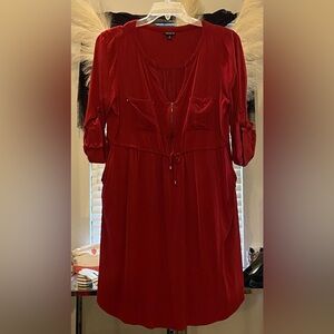 Torrid Burgundy Zip-Front Drawstring Midi Dress